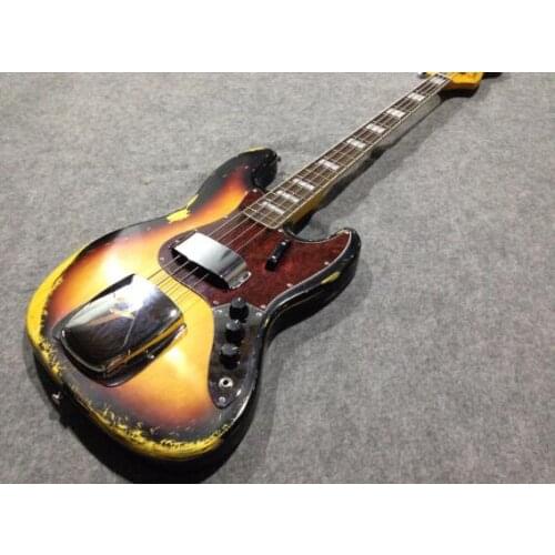 Top quality FDJB-5029 antique Do old 3TS color red plate rosewood fretboard 4 strings Jazz Bass guitar , Free shipping