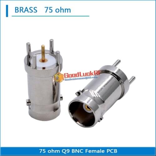 High-quality 75 ohm Q9 BNC Female Plug solder cup PCB 4 needle Nickel Plated Brass RF Connector Coaxial Adapters