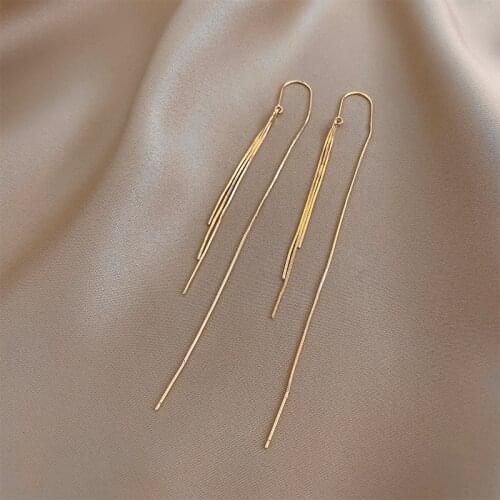 South Koreas new design fashion jewellery simple atmosphere long line tassel earrings ear line elegant womens thin earrings
