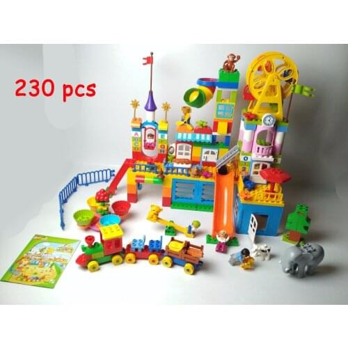 GOROCK 230pcs big size Building Blocks Brick Castle train amusement park Ferris wheel Baby Educational toy Compatible with Duplo