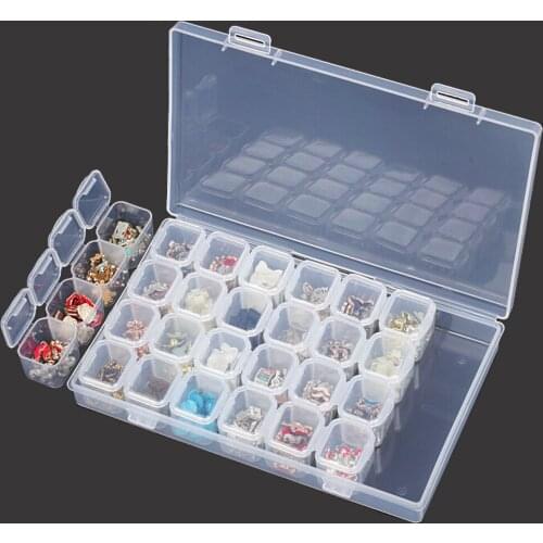 28 Grids Nail Art Decoration Storage Plastic Empty Container Glitter Beads Rhinestone Removble Box Case TZ14-25