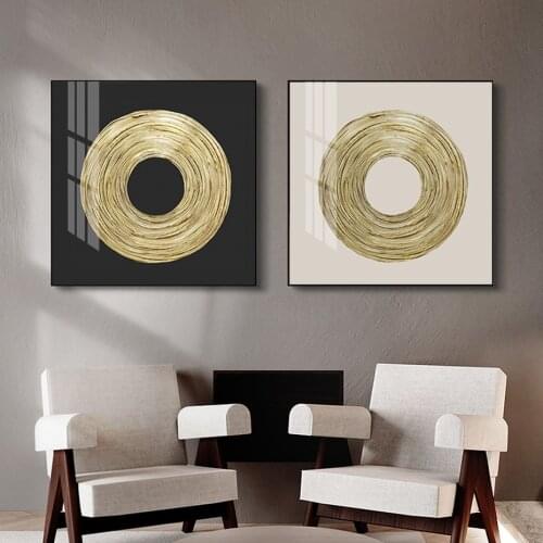 Abstract Gold Zen Circle Canvas Painting Modern Wall Art Minimalism Poster and Print Picture for Living Room Home Interior Decor