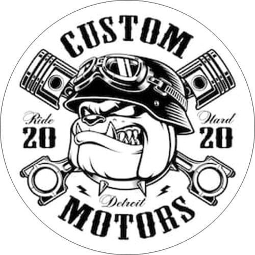 Bulldog Biker Crossing Piston Illustration 2020 Retro Sticker Decal