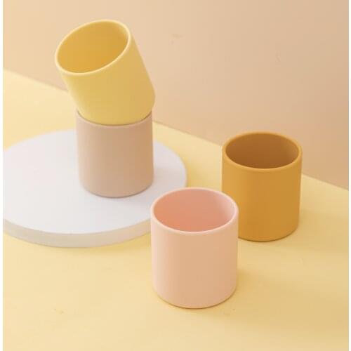 16 Colors Baby Feeding Cups Baby Learn To Drink Cup Food Grade Heat-Resistant Silicone Infant Tableware Drinking Cup for Kids