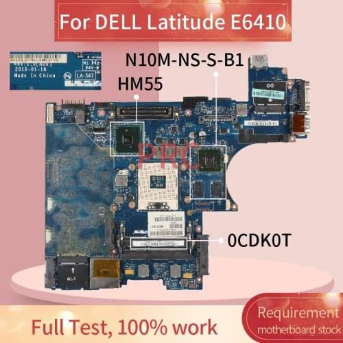 CN-0CDK0T 0CDK0T For DELL Latitude E6410 Laptop Motherboard NCL01 LA-5472P HM57 N10M-NS-S-B1 DDR3 Mainboard