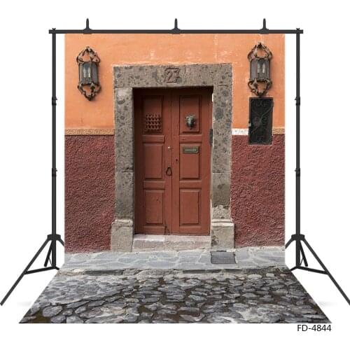 Wooden Door Stones Road Lamp Photo Background Vinyl Cloth Backdrop for Pets Portrait Children Baby Photobooth Photography Props