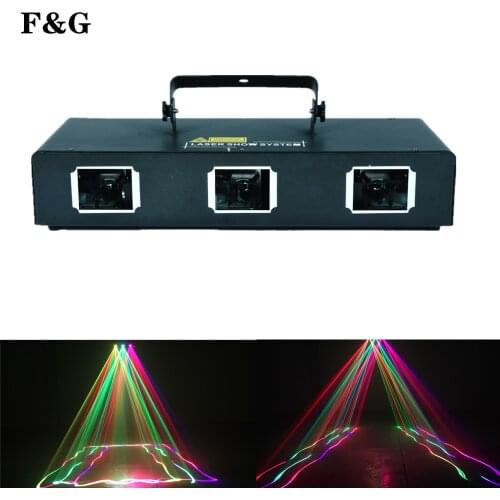 Hot sale party RGB full color laser light three heads 3 colors/6 colors DJ disco Christmas professional LED stage lighting