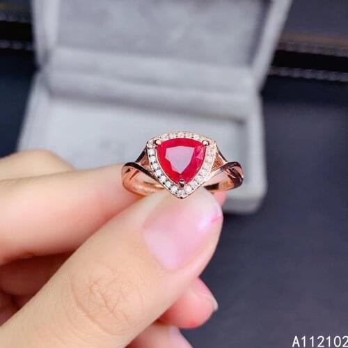 KJJEAXCMY fine jewelry S925 sterling silver inlaid natural ruby new girl lovely adjustable ring support test Chinese style