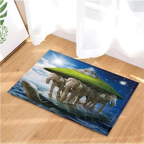Bath Rugs Sea Turtle Elephant Island Non-Slip Doormat Floor Entryways Indoor Front Door Mat Kids Bath Mat 60X40CM Bathroom Acc