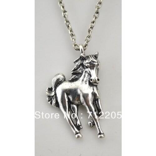 Fashion antique silver Plated horse pendant Necklaces Jewelry (A106165)