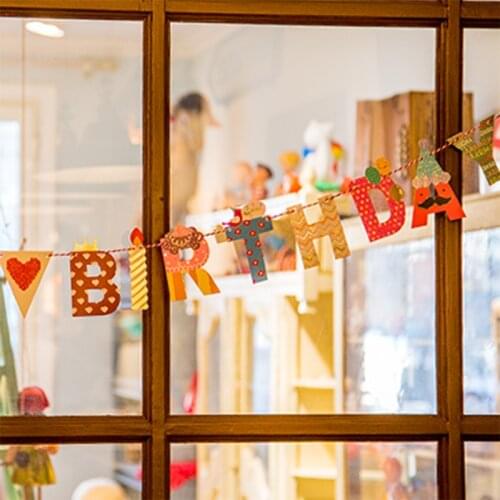 Cartoon Bunting Birthday party supplies happy birthday letter bunting banner garland children decoration event party supplies