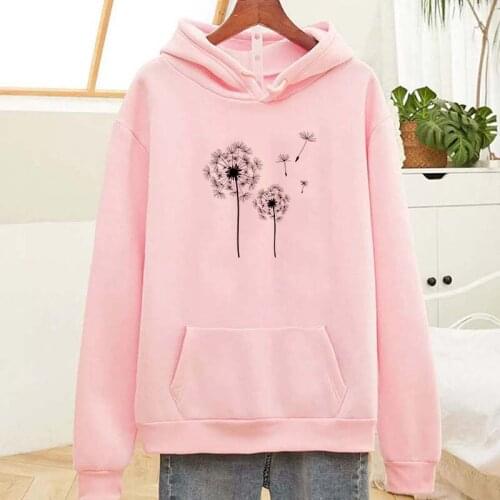 New Wildflower Dandelion Print Women Sweatshirt Kawaii Casual Oversized Pullovers Clothes Aesthetic Vintage Hoodie Sweatshirts