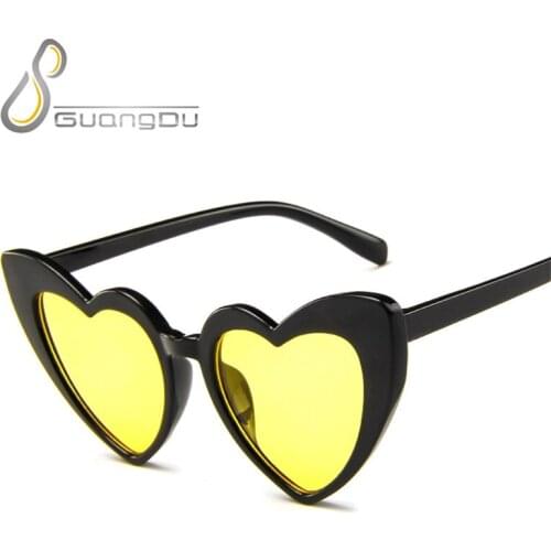Fashion heart sunglasses women fending brand designer Heart Sharp black yellow white blue ladies glasses oculos feminino