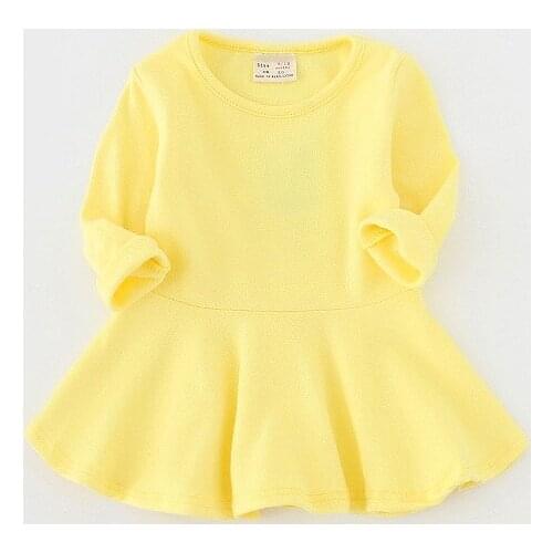 Popodion 2020 Girls Dress Cotton Baby Dress Ruffled Long Sleeves CHD20325