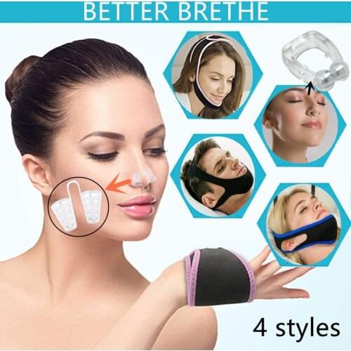 Anti Snore Belt Stop Snoring Chin Strap Magnetic Stop Snore Nose Clip Woman Man Night Sleeping Aid Tools Protection Jaw