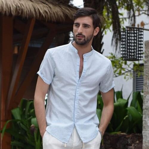 Summer New 2019 Linen Short-sleeved Shirts breathes Cool hawaiian Shirts High Quality Comfortable Shirts EU size loose