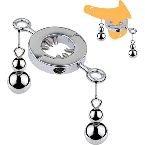 Penis Ball Metal Scrotum Pendant Ball Stretcher Stainless Steel Weight Testis Lock Penis Ring BDSM Restraint Toys for Men Dick