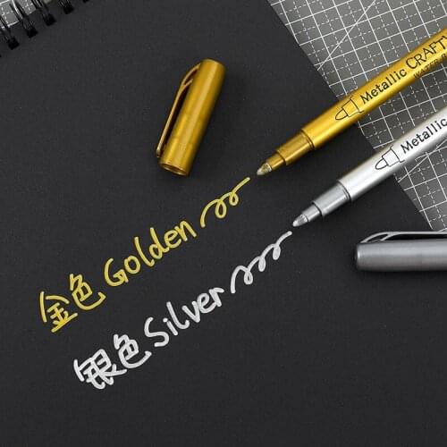 Waterproof Permanent Paint Marker Pens Metallic Marker Craftwork Pen Gold And Silver For Drawing Students Supplies