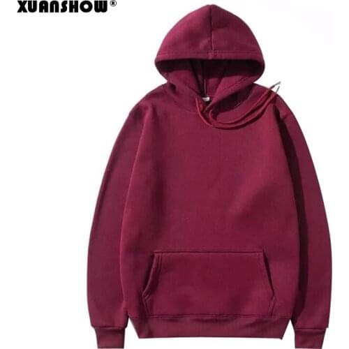 XUANSHO Fashion Womens Hoodies 2020 Spring Autumn Female Casual Hooded Sweatshirts Women Solid Color Hip-hop Tops Plus Size 4XL
