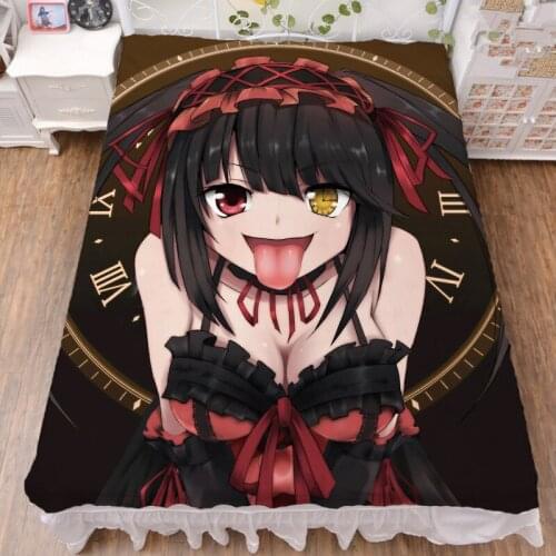 150x200cm Japan Anime DATE A LIVE sexy girl characters Tokisaki Kurumi Nightmare Elohim bed sheet & blanket summer quilt