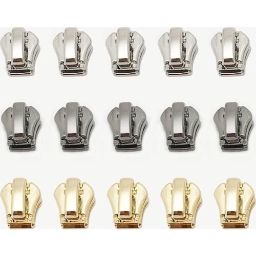 5pcs Zipper Repair Parts Metal Zipper Slider Replacement for Luggage Suitcase Backpack Jacket Size 5