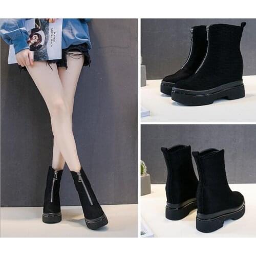 Women flock fashion Breathable elegant warm boots shose cancise pumps winter Soft and comfortable wedges women casual boots
