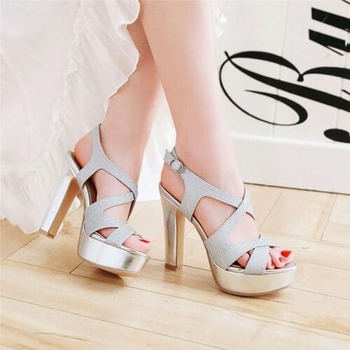 YMECHIC Gold Silver White Black Luxury Sandals High Heels Peep Toe Platform Gladiator Sandals Women Party Wedding Shoes Summer