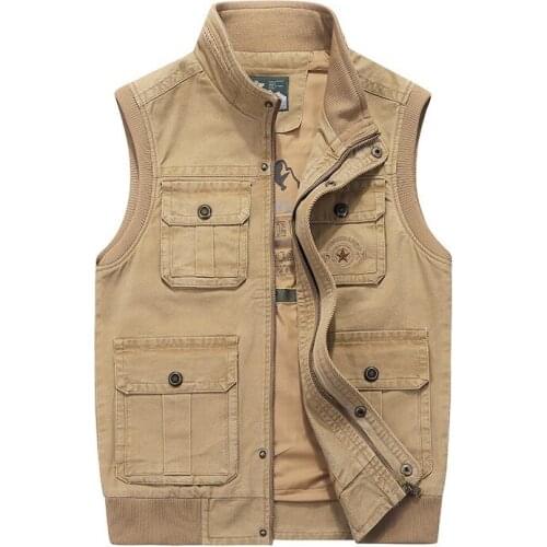 Brand Clothing Autumn Mens Vests Sleeveless Jacket Cotton Casual Multi Pocket Vest Male Waistcoat Coat