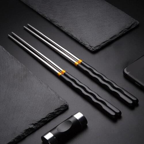 1 Pair Chopsticks Eco-friendly Anti-deform Stainless Steel Dishwasher Safe Reusable Chinese Chopsticks Gift for Kitchen