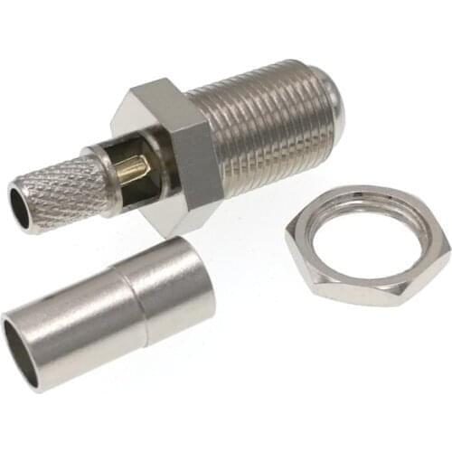 100pcs F TV Female Jack Crimp Window Connector For RG58 RG142 LMR195 RG400 Cable Straight