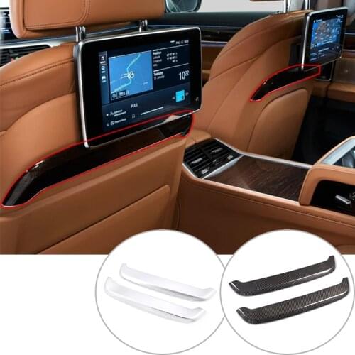 2 Pcs ABS Carbon Fiber and Silver Car Seat Back Decorate Cover Trim For BMW 7 Series G11 G12 2016-2020 Accessories