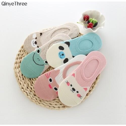 5Pairs Arrivl Women Socks funny Fruits Cute Happy Silicone Slip Invisible Cotton Sock 35-40