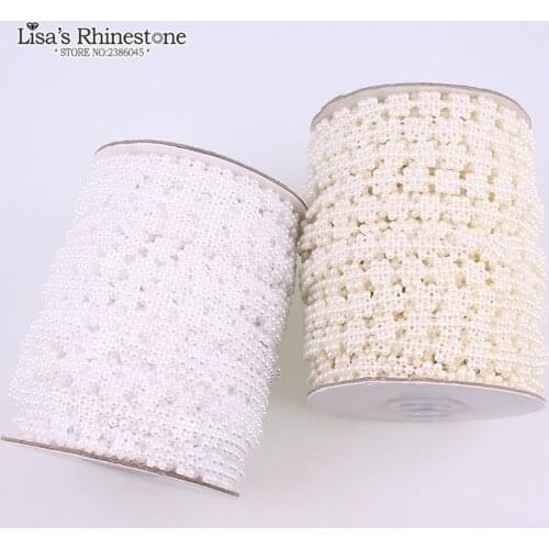 6mm 50 Meters/Roll Half Snowflower Flat Back Plastic Pearl Trim Flatback Pearl Bead Chain DIY Garment Accessories VX11
