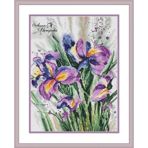 Watercolor iris patterns Counted Cross Stitch 11CT 14CT 18CT DIY wholesale Chinese Cross Stitch Kit Embroidery Needlework Sets