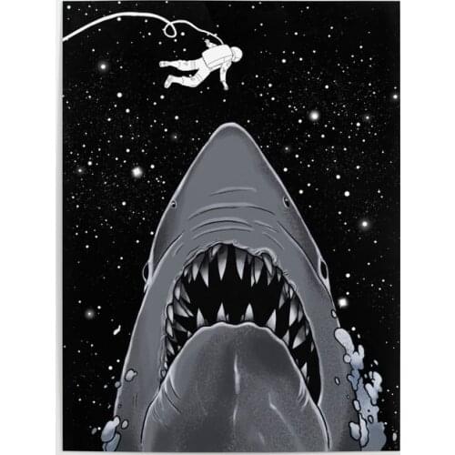 Astronaut Shark Night Black Sky Home Decor HD Print Paintings Picture Wall Art Modular Canvas Poster Modern Bedside Background