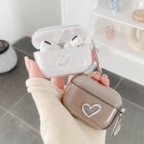 Heart Happy Transparent Clear Soft Silicon Case for AirPods 2 Pro Cases Simple Earphone Accessories Funda for AirPod 3 Air Pods
