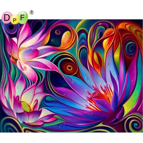DPF Full Square 5D DIY Diamond Painting Cross Stitch Dream Lotus diamond Embroidery Rhinestone diamond Mosaic Painting Gift