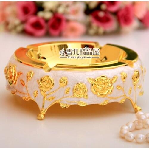 European fashion ashtray white gold wedding celebration and creative personality Home Furnishing Hotel KTV high-grade metal asht