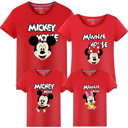 Disney Family Mickey Mouse T-shirt Mommy and Me Clothing Mama and Mini Clothes T shirt Cotton Look Boys Mom Mother Clothes