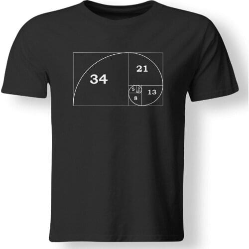 Natural Cotton Printed Man Round Collar T Shirt Fibonacci Spiral Golden Ratio Math Graphic Design Marketing Teacher Gift T-Shirt