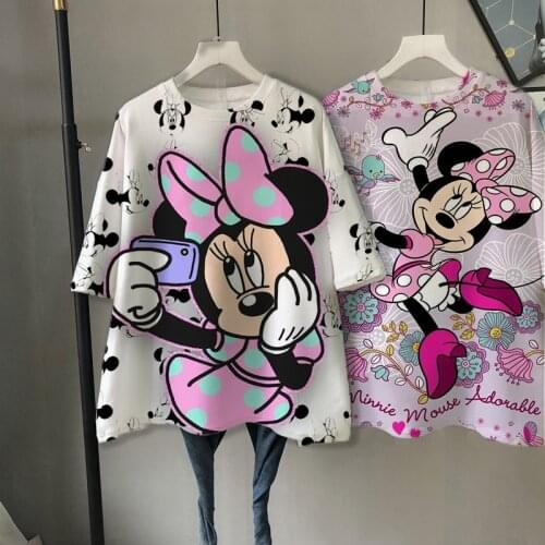 Disney cartoon Mickey Tshirt Tops Summer casual oversized Women T-shirts Ulzzang hip hop Streetwear Harajuku short sleeve tshirt