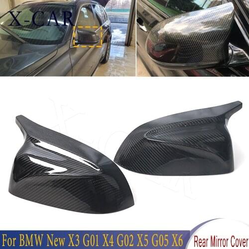 X-CAR 1 Pair Replacement Rearview Carbon Mirror Cover Horn Shape carbon Fiber For BMW X3 G01 X4 G02 X5 G05 2018-2020 X6 19-20