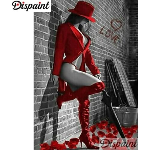 Dispaint Full Square/Round Drill 5D DIY Diamond Painting "Red woman" Embroidery Cross Stitch 3D Home Decor A10295