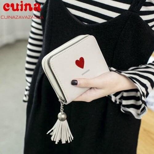 Fashion Cute Women Wallet Leather Card Holder Mini Short Tassel Small Wallet Coin Purse Female Ladies Card Case Tarjetero