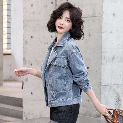 Washable Short Denim Jacket Womens Wear Spring And Autumn 2021 New Suit Collar Korean Loose And Thin Top Fashion