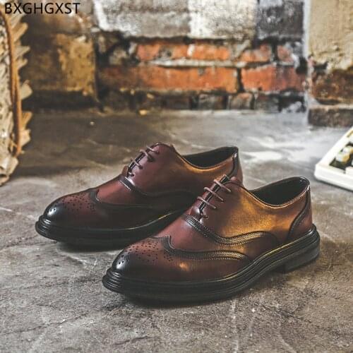 Brown Brogues Men Wedding Shoes 2021 Designer Business Shoes Men Luxury Brand Leather Shoes Men Formal Chaussure De Homme Sapato