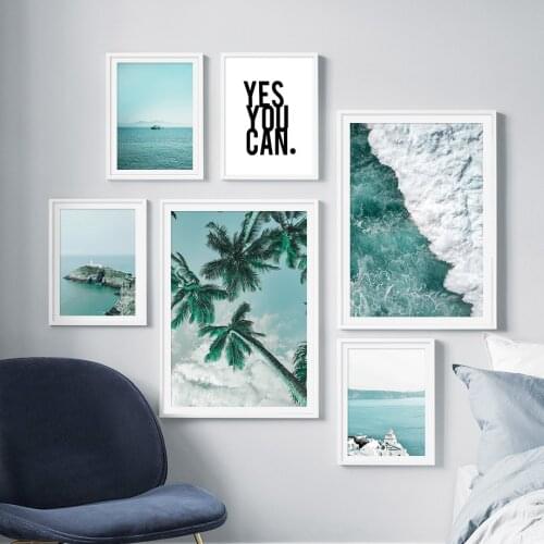 Palm Tree Sea Beach Building Lighthouse Wall Art Canvas Painting Nordic Posters And Prints Wall Pictures For Living Room Decor