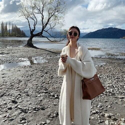 2021 Autumn Winter New Womens Thick Mink Velvet Coats Female Loose Knit Cardigan Jackets Ladies Solid Sweater Outwears T572