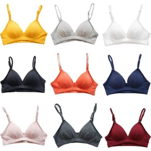 HENNYRUE New Fresh Cotton No Steel Ring Pit Small Chest Based Sports Bra 70A To 80C 9 color choose 1834