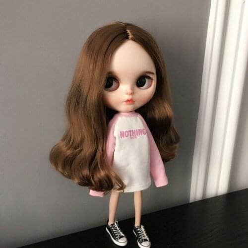 Handmade DIY Blyth doll clothing Long Sleeve Pink hoodie for blyth licca azones ob24 ob27 Doll Accessories CLOTHES for barbie